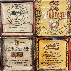 Williams & Sonoma, Set of 4, Wine label appetizer plate