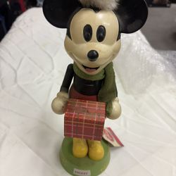 Vintage Disney Mickey Mouse NUTCRACKER Wearing Santa Hat And Gift