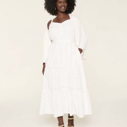 NWT White Eyelet Tiered-Skirt Maxi Sun Dress by Lane Bryant! Size 24  (50% off) 