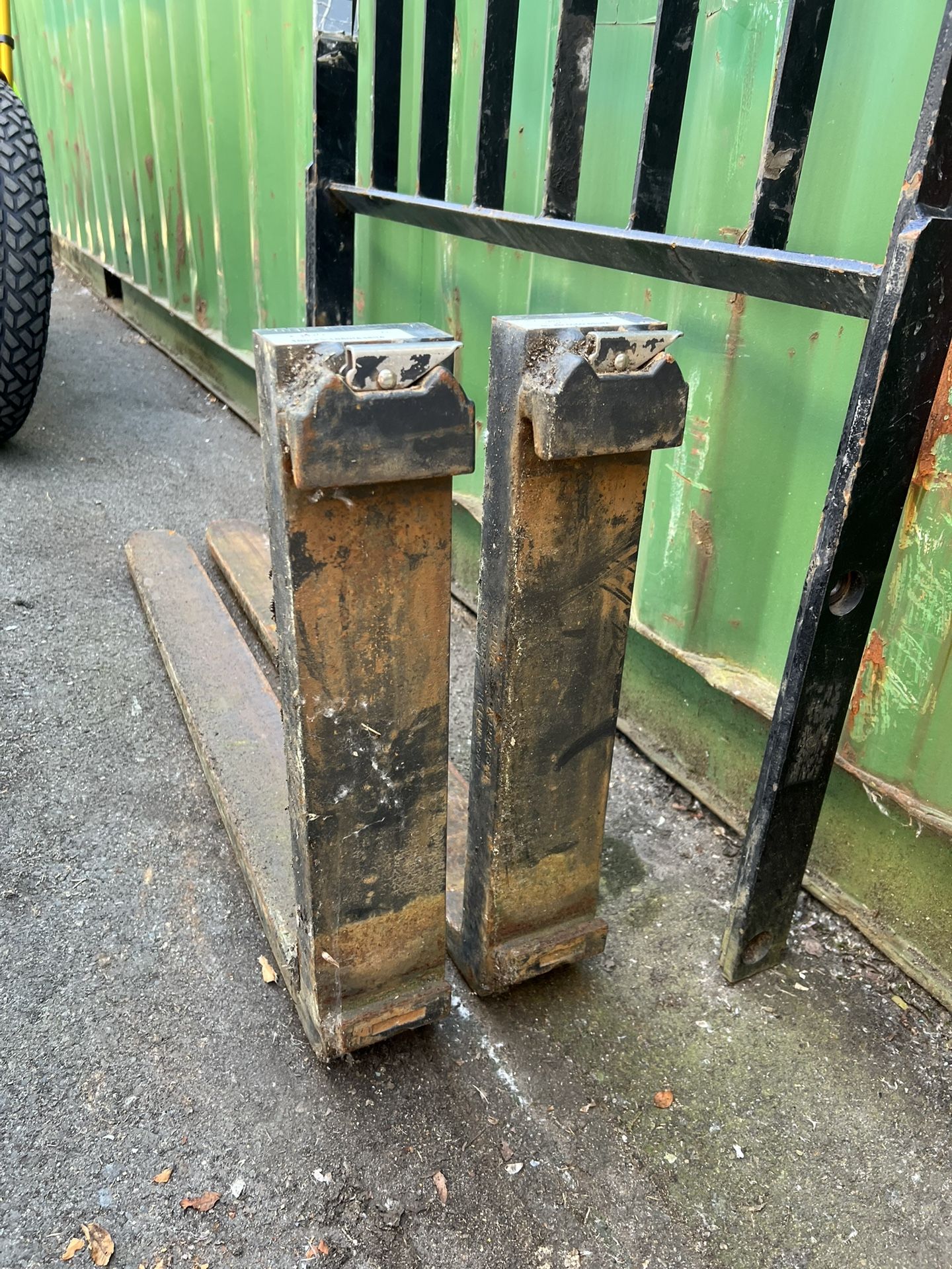 Used Forklift Forks with Load Backrest - Standard Mount - Good Condition