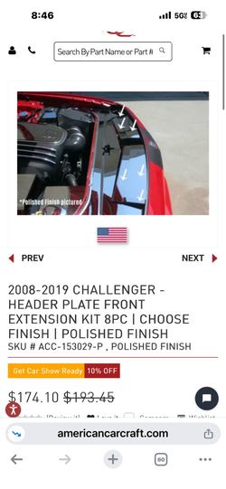 Dodge challenger radiator cover w/ extension kit