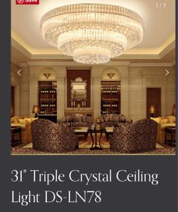31" Triple Crystal Ceiling Light DS-LN78