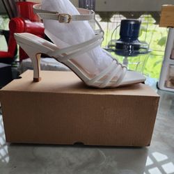 New White Strappy Heels 
