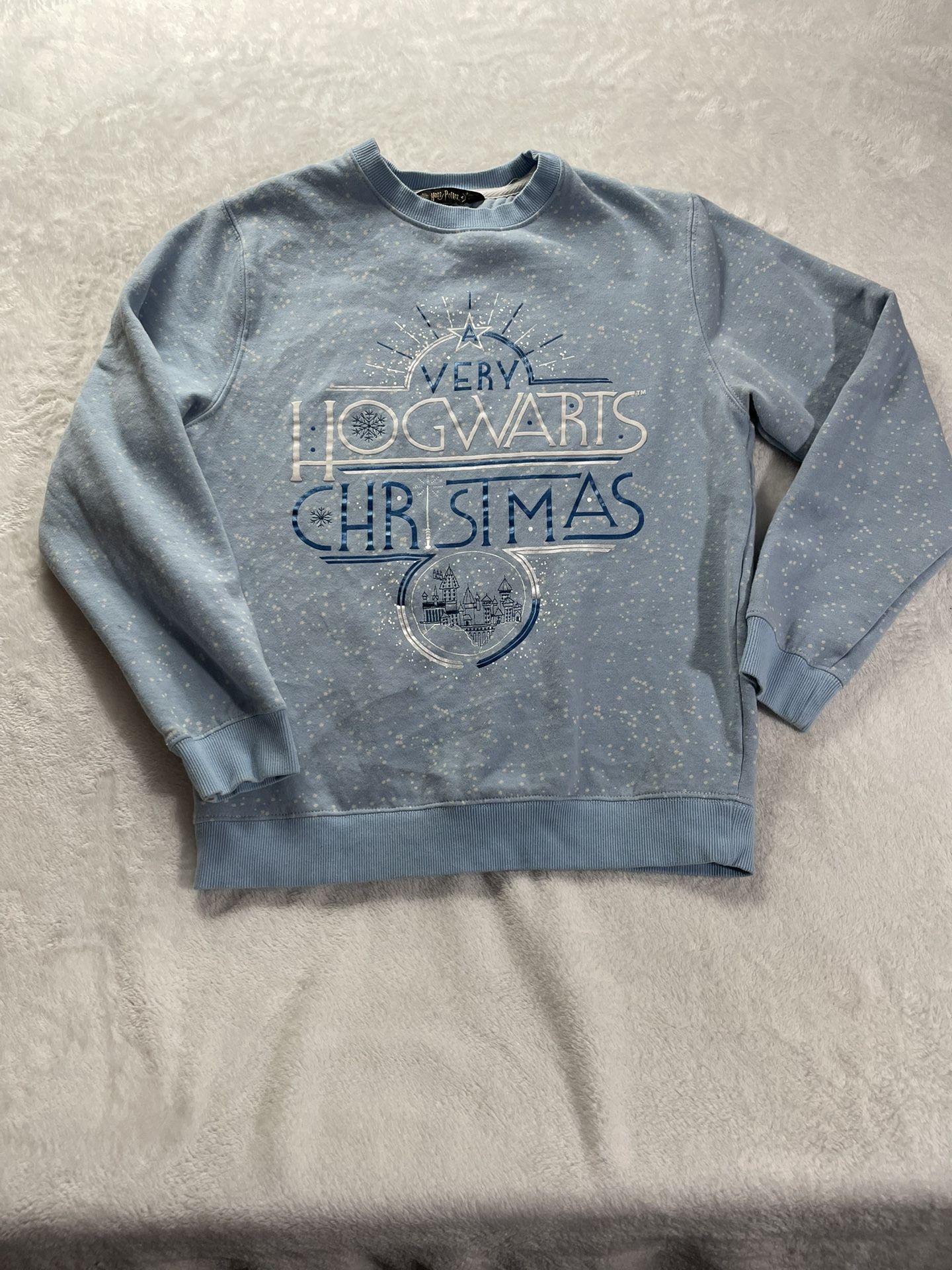 Harry Potter A Very Hogwarts Christmas Sweatshirt Light blue Holiday -Size Small