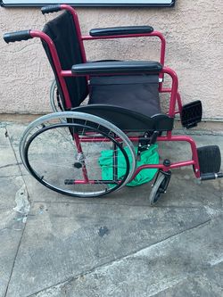 Manual Wheelchair Red Frame with Footrests