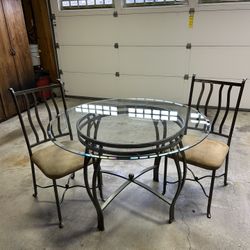 Glass Dining Table With 4 Chairs (2 Not Shown)