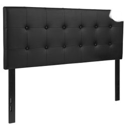 🛏️ Lennox Tufted Upholstered Full Size Headboard – Black Vinyl ✨ Modern • Sleek • New in Box 