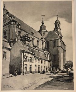 Herman Verbaere Fine Art Print Vintage Original Antique BELGIAN / BELGIUM SKETCH Ninove East Flanders MCM Mid Century Modern HILLCREST