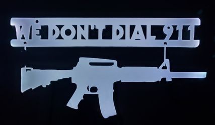 We dont dial 911 etched lighted mirror