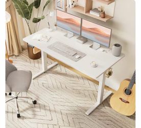 48-in White Ergonomic Electric Standing Desk with Adjustable Height and Hooks