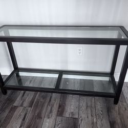 Wood And Glass Side Table- Dark Brown