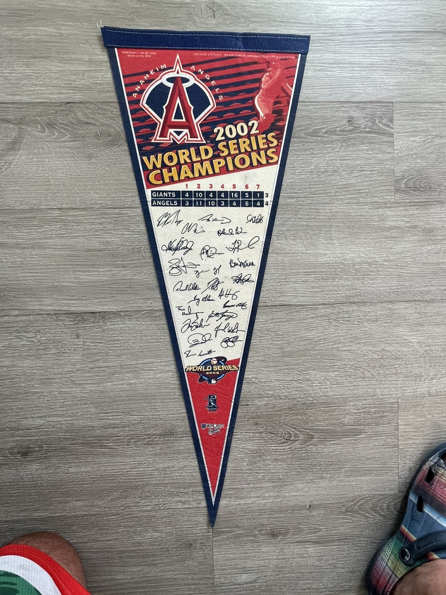 Vintage Anaheim Angels 2002 World Series Pennant Digital Autographs Roster