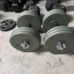 pair of 65lb adjustable dumbbells. 130lb in total 	