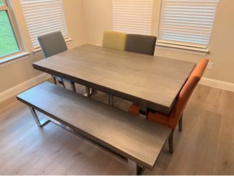 Modern Dining Set — Table + Bench + 4 Chairs