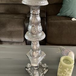 Tall Silver Candle Holder 