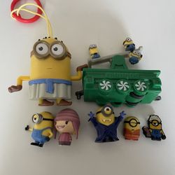 Minions 7PC Toy Lot From Despicable Me Movie Characters Bob, Car, Keychain, Good Gifts For Fans 