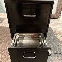Black Metal 2-Drawer Locking Cabinet – Compact & Sturdy