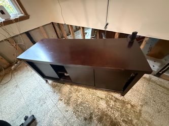 Dark Wood TV Stand with Cabinet Storage