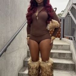 Brown Size 9 Furry Boots 