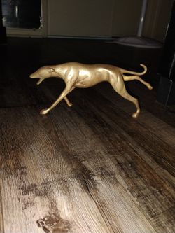 Vtg MCM Brass Greyhound Whippet Dog