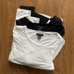 Halogen Women’s Bundle White & Black Stretch Long Sleeve Basic Shirt Top size XL