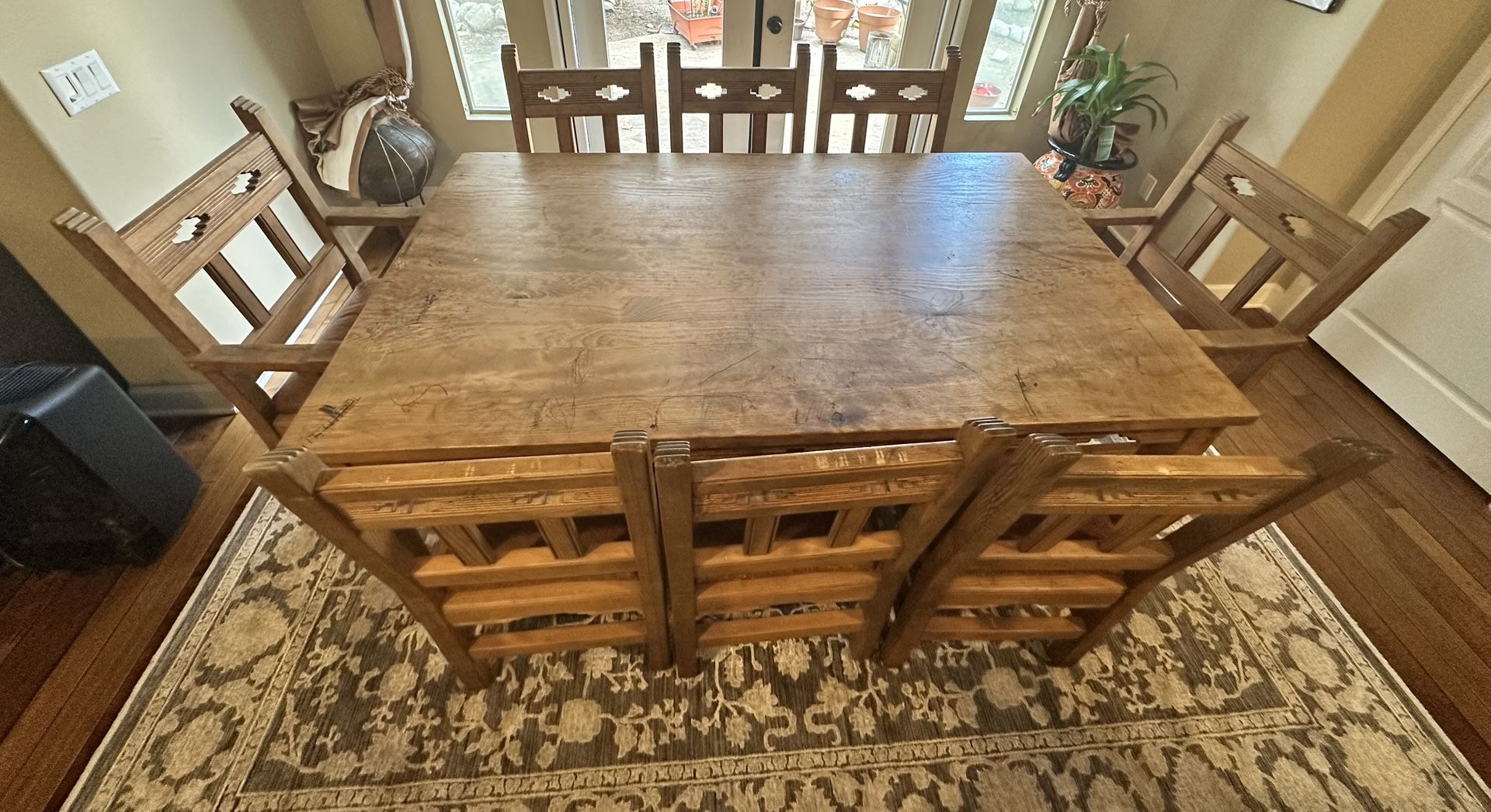 Solid Wood Dining Table With 8 Chairs