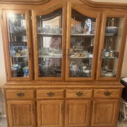 Antique China Hutch 2 Pc Excellent Condition Lower Cabinet 72w/32” H/161/2”d