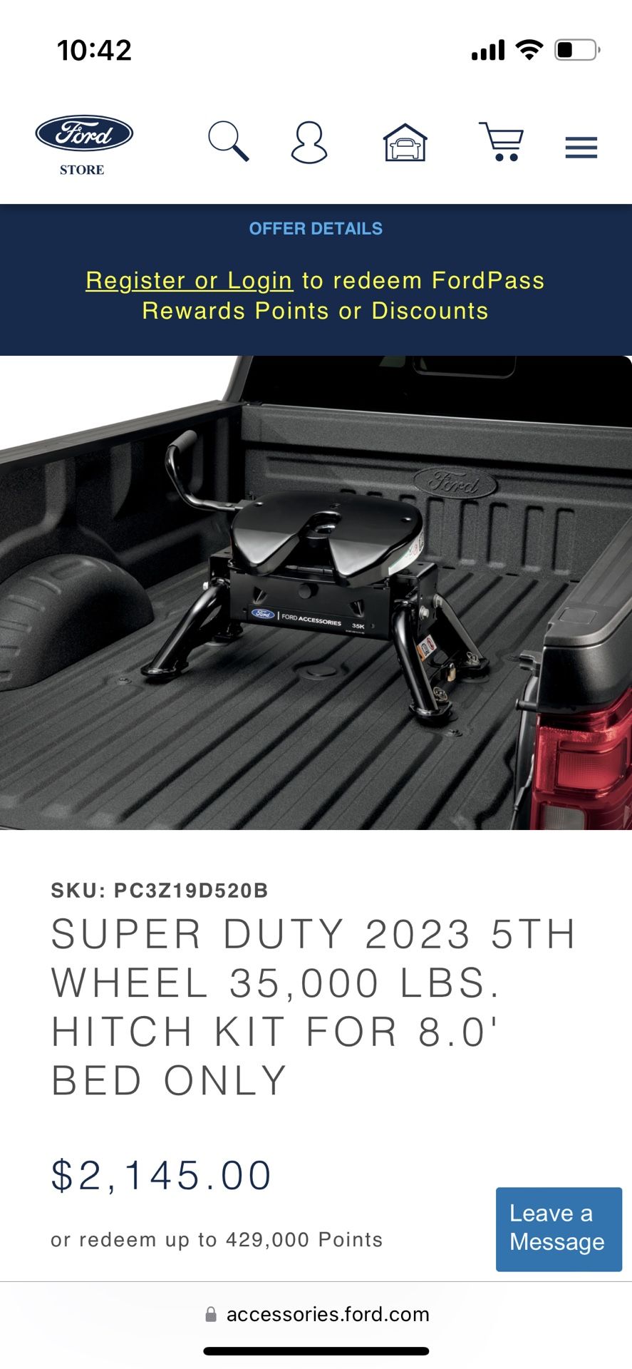2023 Super Duty Ford 5th Wheel 35K Lbs