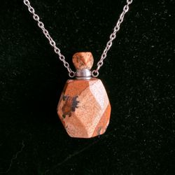 New! Natural Stone Carved Essential Oil Vial Perfume Bottle Necklace