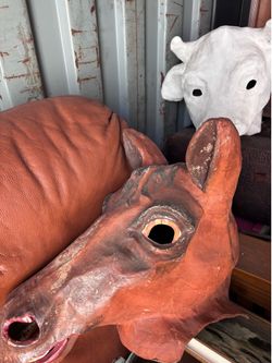 Paper Mache Horse Head and Cow Head