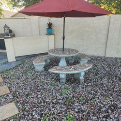 Concrete table and Benches.
