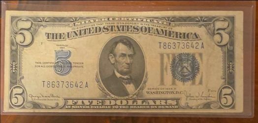 1934 $ 5 Silver Certificate