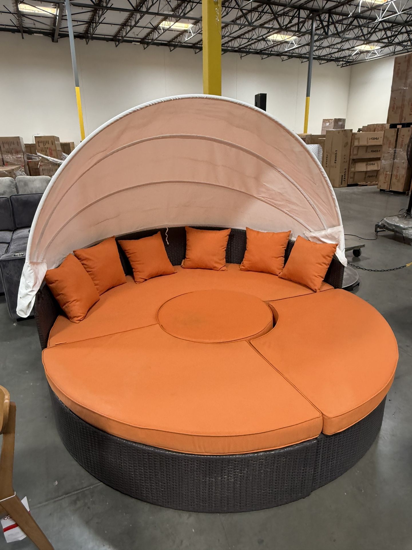 Large 87” Daybed Patio Furniture, Patio Furniture, Outdoor Furniture, Round Patio Furniture, Wicker Sofa, Patio Couch, Round Patio Bed, Canopy Patio C