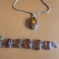 Amber Necklace & Bracelet Set 