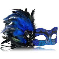 Masquerade Masks Mardi Gras French Costume Red and Blue