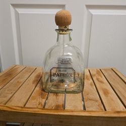 Empty Glass Large Patron Bottle  1.7 L with Cork
