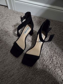 Women Black Suede Sandals, Size 6