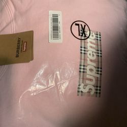 Burberry X Supreme Pink Hoodie 