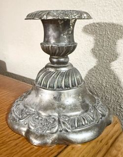 Godinger Vintage Ornate Silver Plate Candlestick Candle Holder 4.5” Tall