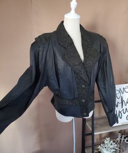 Womens 80's Vintage G-111 Blk Leather Jacket