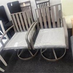 New assembled Outdoor Swivel Patio Chairs, 2 Pieces Aluminum Patio Swivel Chairs with Cushions, 360°