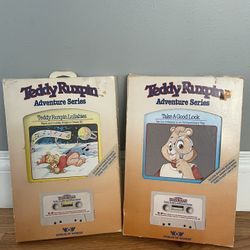 Vintage 2 Teddy Ruxpin Cassettes with Read Along Books