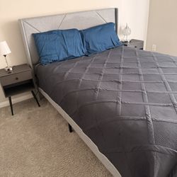 Queen Bed Frame and Mattress 