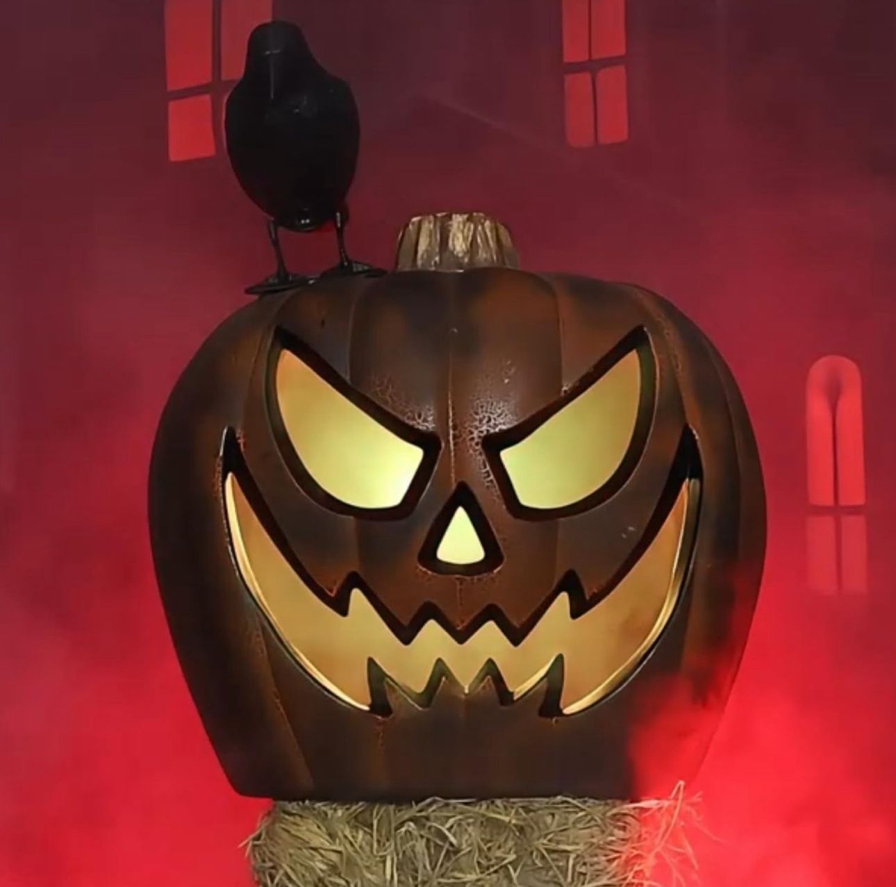 21.5” Tall Light Up And Sound Making Scary Pumpkin Display - Jack-o-lantern - Halloween
