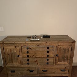 Wood Dresser W/ Black Knobs- $225