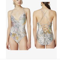 Derek Lam World Map One Piece Bikini