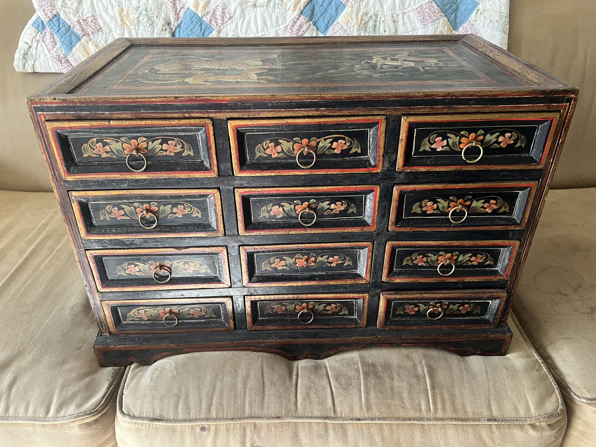 Antique Wooden Mini Chest Of Drawers 