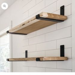 Unfinished floating shelves with brackets