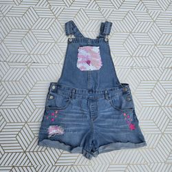 Jordache sparkles Girls Sequin Pocket Shortalls Demin Pink