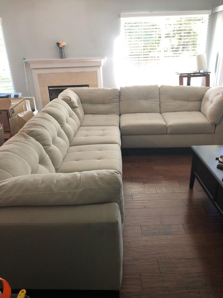 3 Piece White Sectional Couch $500 OBO